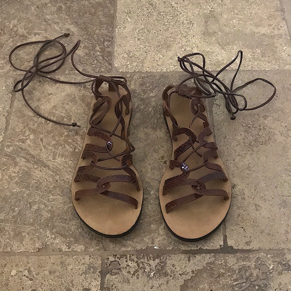 Anthro Gladiator faux snakeskin Sandal size 8